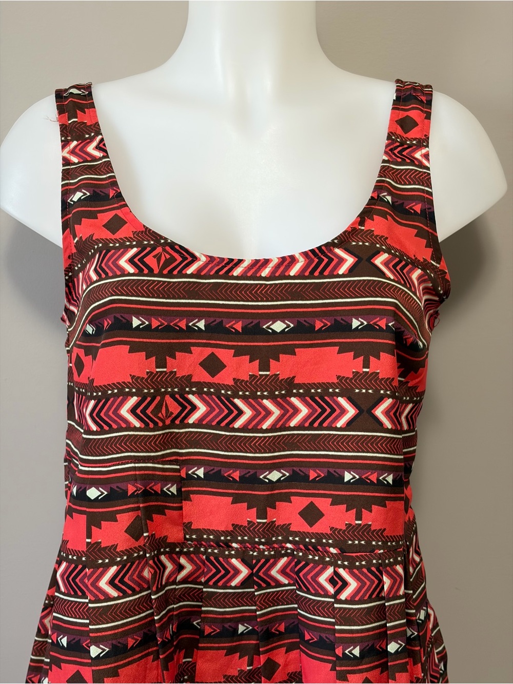 Volcom Red Aztec-Pattern Scoop Neck Tank - Picture 2 of 8